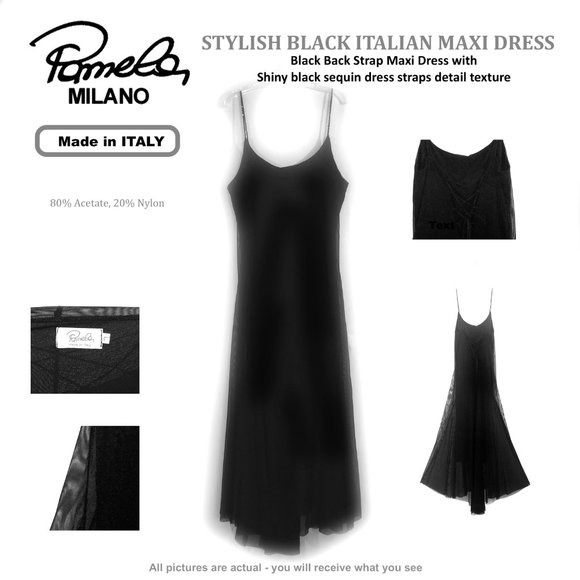 PAMELA MILANO ITALIAN STYLISH BLACK MAXI DRESS - Picture 1 of 13